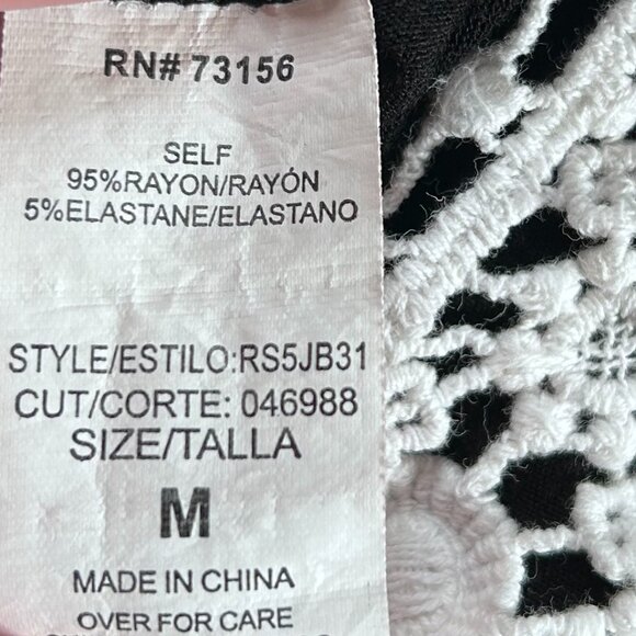 Kenneth Cole Reaction A-Line Dress Women's Medium Black White Crochet Casual - Picture 11 of 13